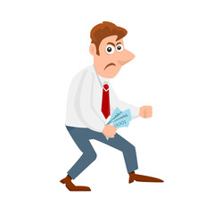 Angry man leaves with money. Illustration.