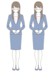 手描き風 スーツを着た女性のビジネス全身イラストセット Wall Mural 美咲 吉井