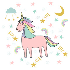 Obraz na płótnie Canvas unicorn doodle color 3