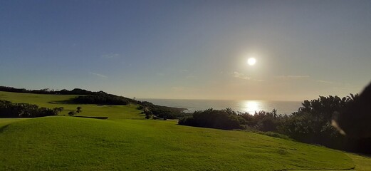 Sunrise glare over the sea