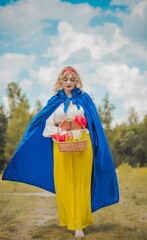 Fototapeta premium Halloween party, ideas for girls, costume snowwhite girl, cosplay for fairy tale heroes