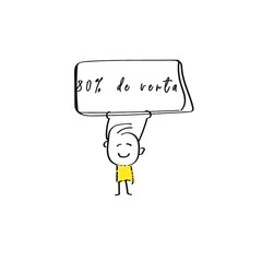 vector of man holding placard of 80% de venta