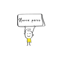 vector of man holding placard of Nunca pares