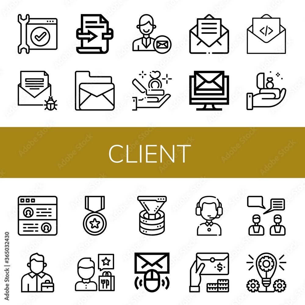 Poster client simple icons set