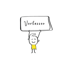 vector of man holding placard of Verlassen