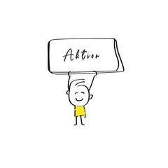 vector of man holding placard of Aktion