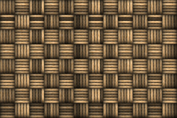Brown wicker basket. Rattan texture. Detail handcraft bamboo weaving background. 3d illustration