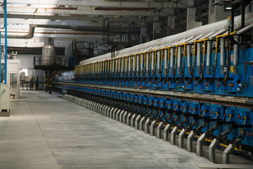 Factory for production of ceramic tiles. Conveyor line for ceramic tile at heavy plant