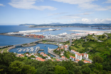 Fototapeta na wymiar Panoramic view of the port of Zierbena and the port of Bilbao