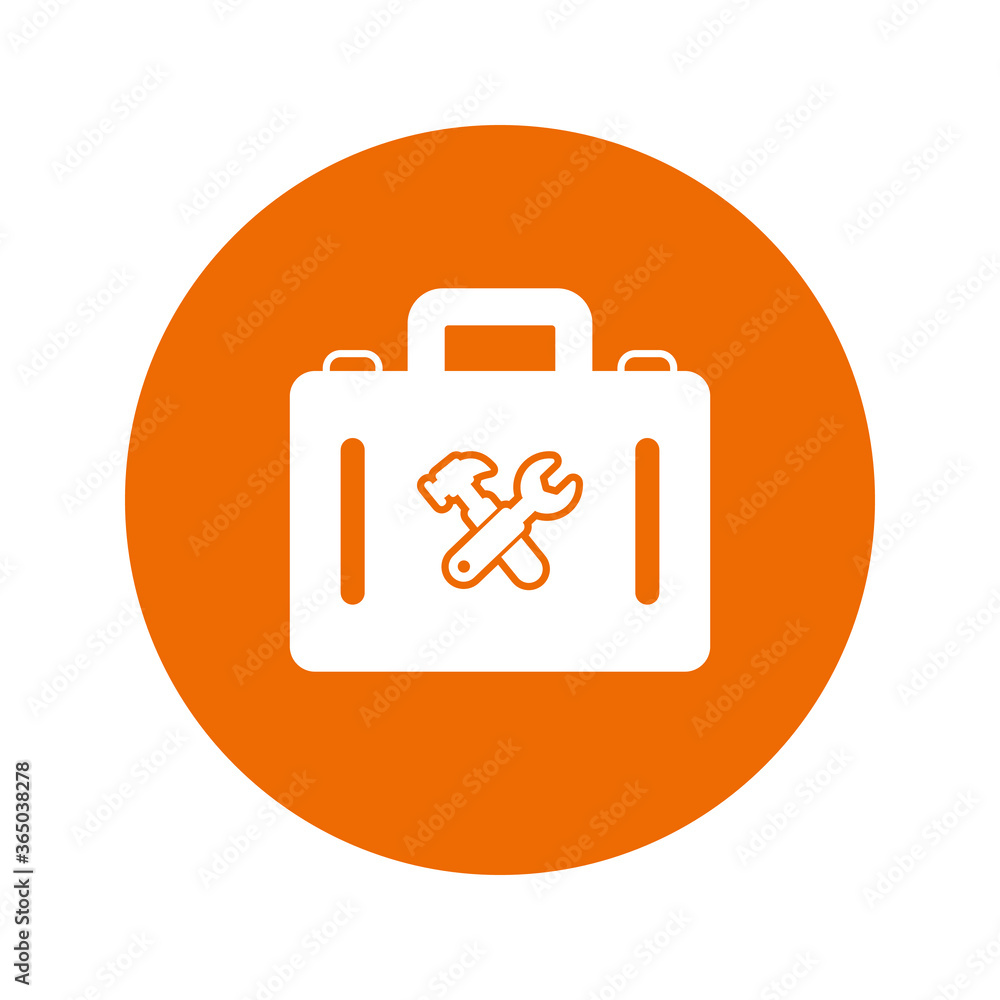 Wall mural hardware, toolbox icon / orange vector