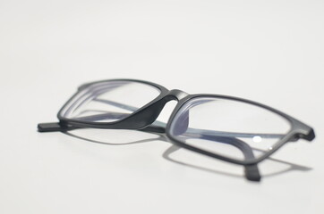 Black Plastic Frame glasses on a white Isolated background