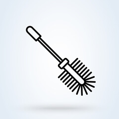 Toilet Brush Icon, Toilet Cleaning Brush line Art Illustration