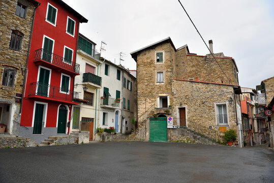 historic houses in the village of Perinaldo Italy