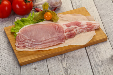 Raw pork bacon