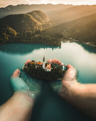 Island in your hands (Bled lake, Slovenia)