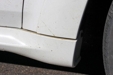 Dirt on a white car