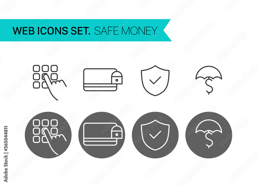 Poster save money thin line icons vector set