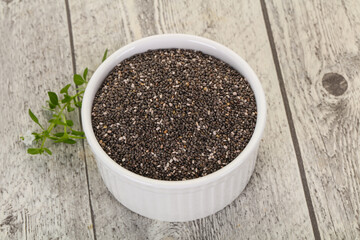Dietary Chia seeds in the bowl