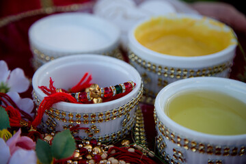 Sikh Maiyan materials in preparation for the bridal ceremony