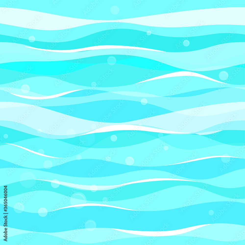 Poster Abstract blue waves pattern. Seamless vector pattern