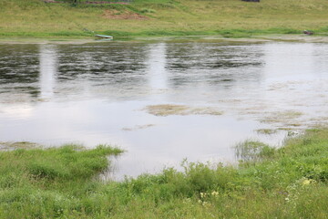River landscape on a summer day in the village