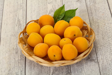 Ripe tasty sweet apricots heap