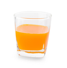 glass of orange juice on white background.