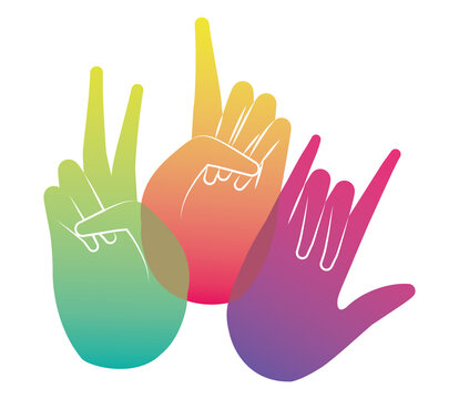 peace love okey and rock sign hand design of Hippie art and creative theme Vector illustration