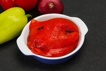 Marinated baked red bell pepper