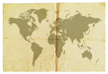 World map on old paper.