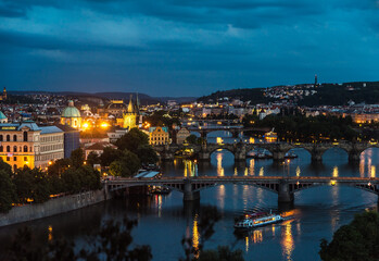 Naklejka premium Prague city night view