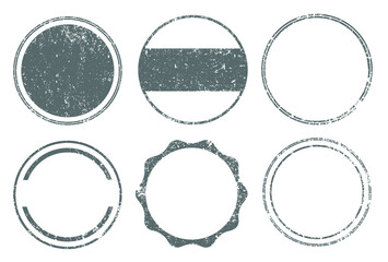 Grunge post stamps. Vector distressed labels.