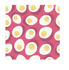 Half of boiled egg. Vector print for fabric or wallpaper. Packaging design, wrapping, textile, decor, scrapbooking. Vector illustration.