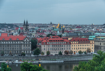 Naklejka na ściany i meble Prague city night view