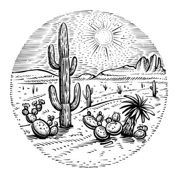 tattoo in black line style of a cactus Stock Vector Image  Art  Alamy