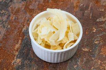 Coconut dry chips in the bowl
