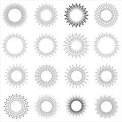 Sunburst set. Sunburst icon collection design.Big collection sunburst best quality. Burs.Sunrise rays light burst line shine sunbeam vintage border symbol.Vector illustration.