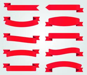 Vector red ribbons set