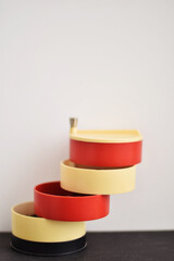 red and white steps on a white background