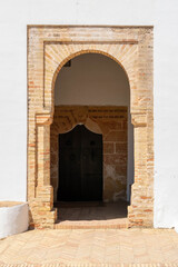 Fototapeta na wymiar La Rabida Monastery in Huelva. Mudejar art in a place where Christopher Columbus began to organize his trip. Huelva, Andalusia, Spain.