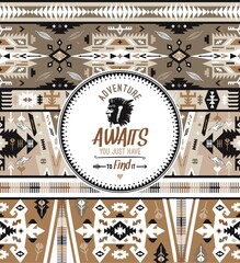 Native aztec seamless pattern. Embroidery vector design.