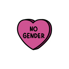 no gender heart doodle icon, vector color illustration