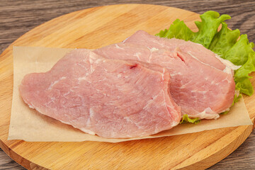 Raw pork steak for cooking