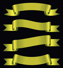 Set of golden ribbon banners.