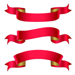 Set of red ribbon banners