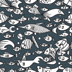 Aquarium fish seamless vector pattern. Texture for fabric, wrapping, textile, wallpaper, apparel. 