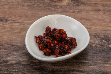 Fried chili pepper sauce with oil