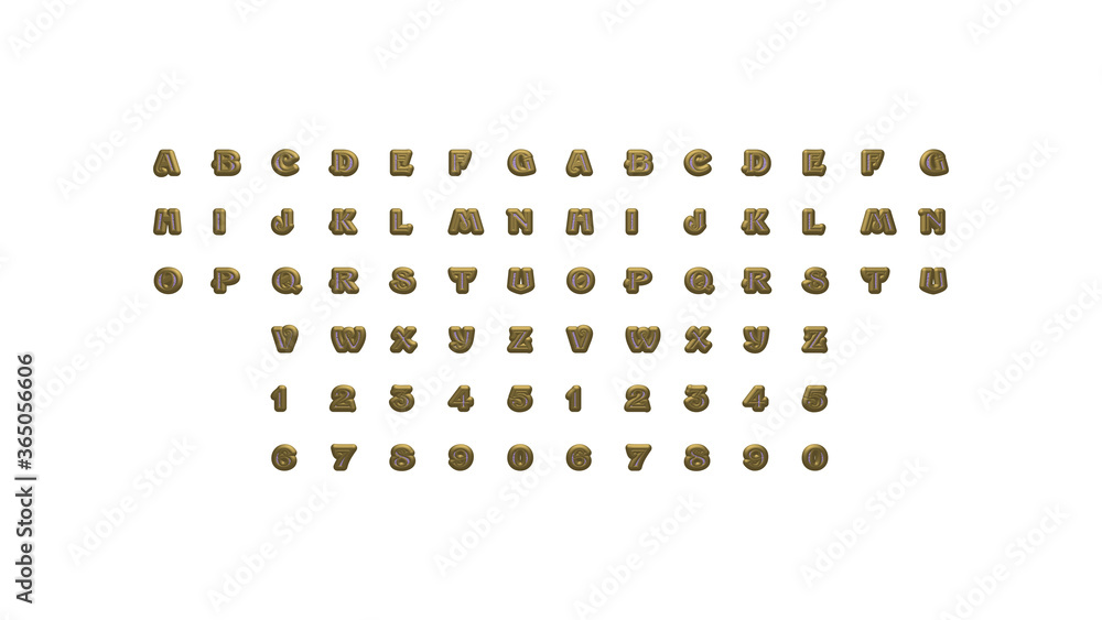 Poster Full set of English alphabets in 3D illustrations which matching perspectives and lighting on each side placed on a white background for word combinations