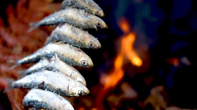 Sardine skewers (espetos de sardinas). One of the most demanded specialties in beach bars and restaurants on the extensive coast of Spain