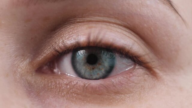 Female woman open eye, close up. Caucasian adult woman, isolated
